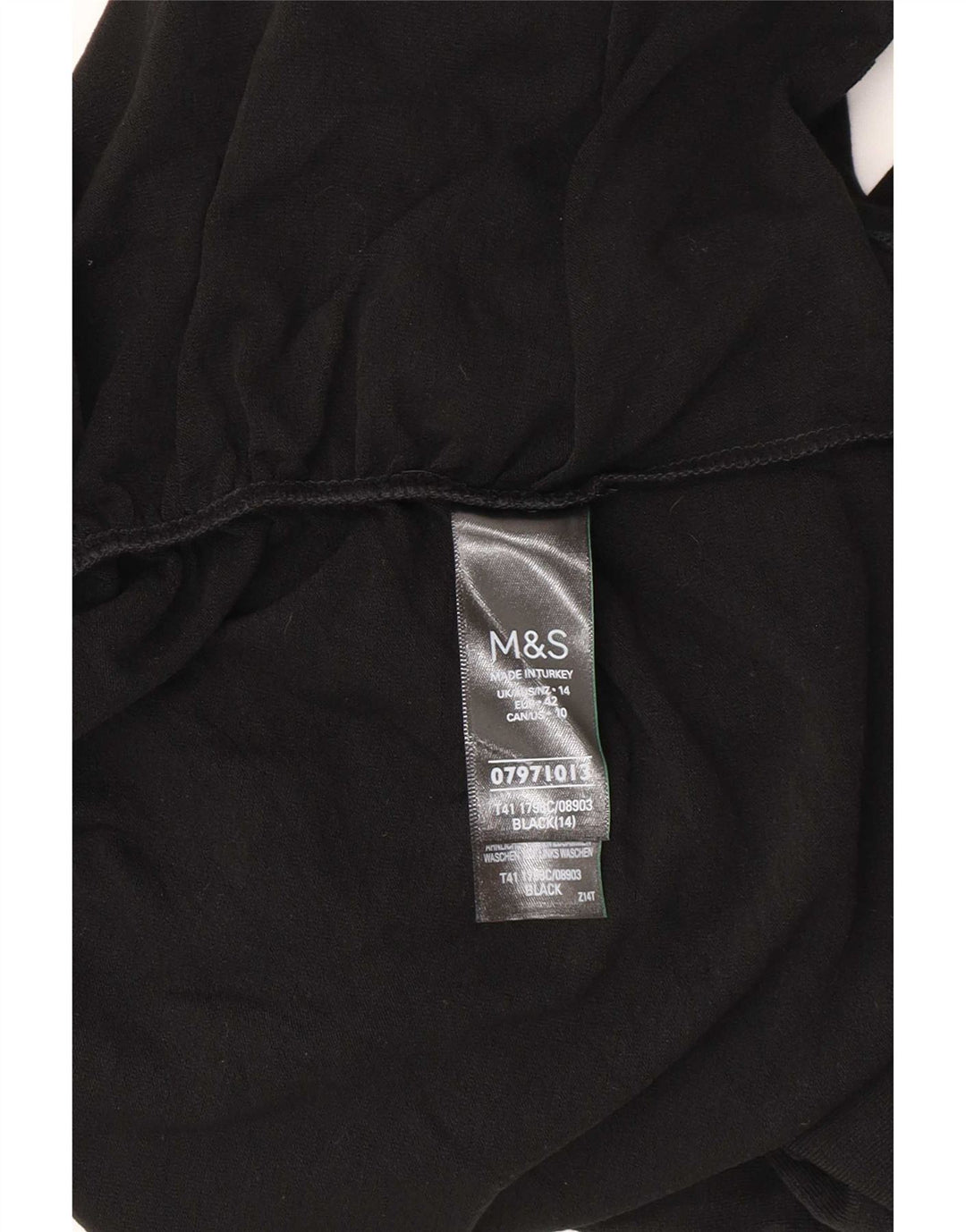 Marks & Spencer Womens Top Long Sleeve UK 14 Large Black Acrylic