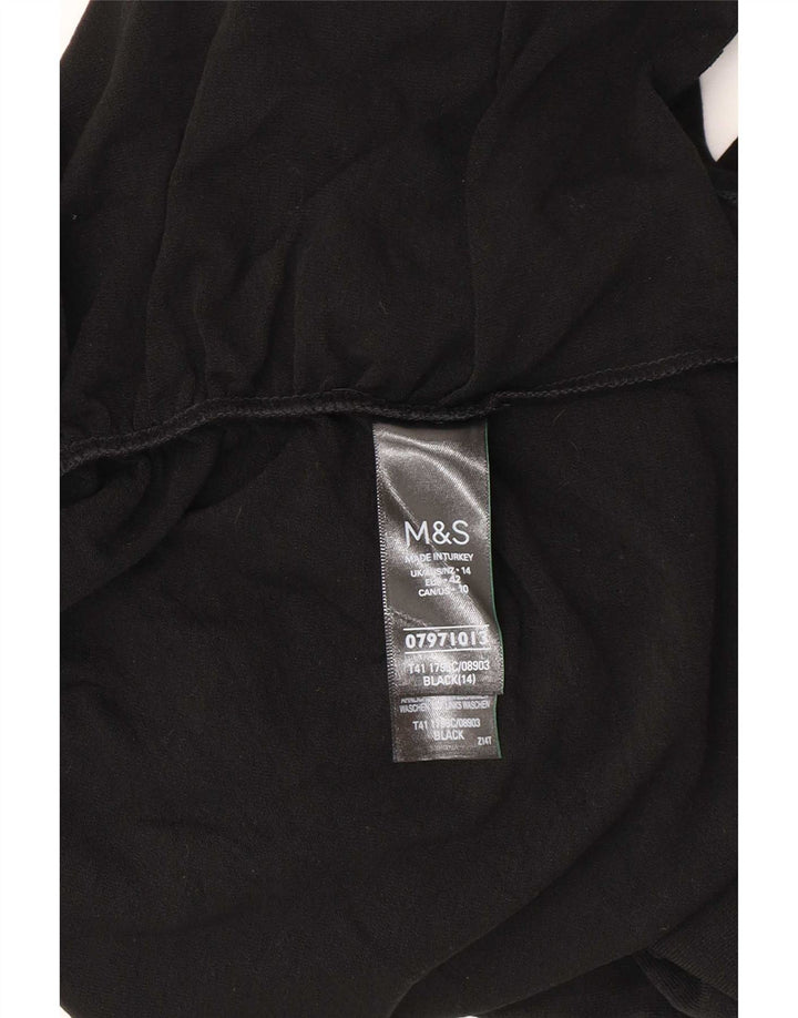Marks & Spencer Womens Top Long Sleeve UK 14 Large Black Acrylic