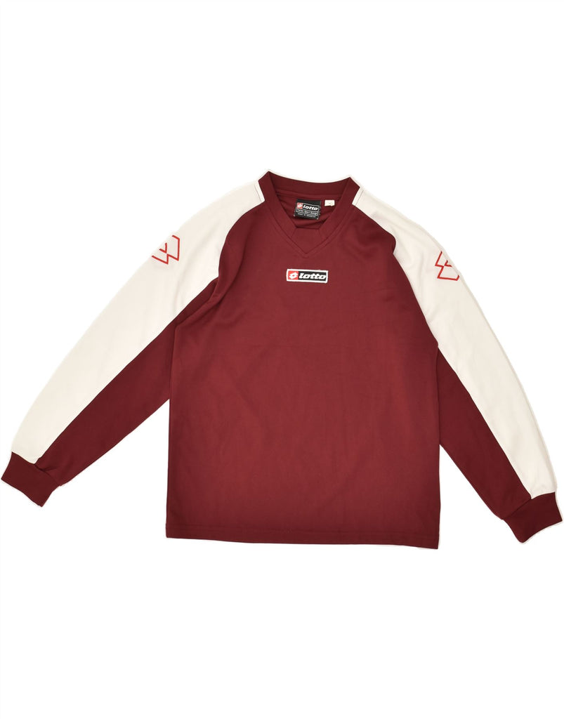 LOTTO Boys Graphic Top Long Sleeve 11-12 Years Medium Burgundy Colourblock | Vintage Lotto | Thrift | Second-Hand Lotto | Used Clothing | Messina Hembry 