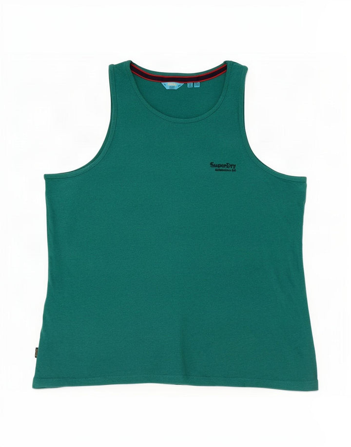 Superdry Womens Vest Top UK 16 Large Green Cotton