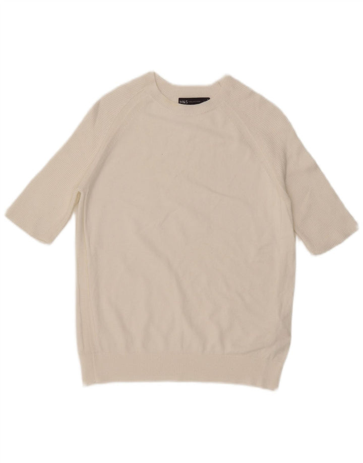 Marks & Spencer Womens Boat Neck Jumper Sweater UK 10 Small White