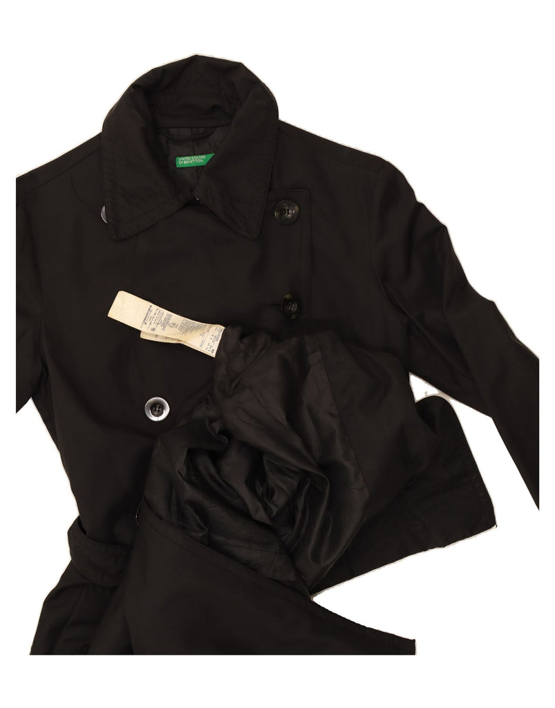 BENETTON Womens Trench Coat IT 40 Small Black Cotton Vintage Benetton and Second-Hand Benetton from Messina Hembry 