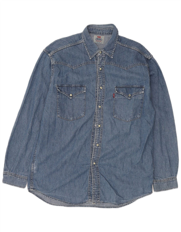 Levi's Mens Denim Shirt Large Blue Cotton Western