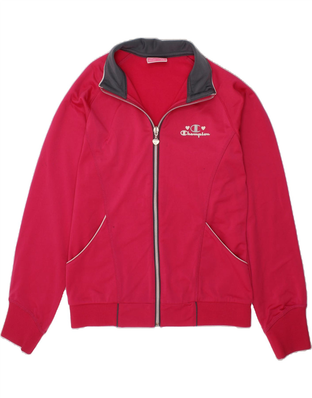 CHAMPION Girls Tracksuit Top Jacket 11-12 Years Large Pink Polyester Vintage Champion and Second-Hand Champion from Messina Hembry 