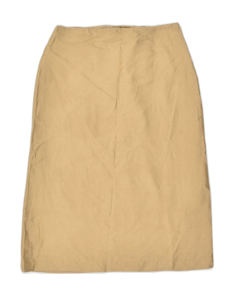 SPORTMAX Womens Straight Skirt UK 10 Small W26 Khaki Silk | Vintage Sportmax | Thrift | Second-Hand Sportmax | Used Clothing | Messina Hembry 