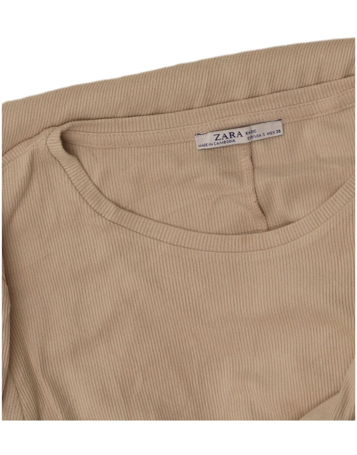 ZARA Womens Long Sleeve Maxi Dress UK 10 Small Beige