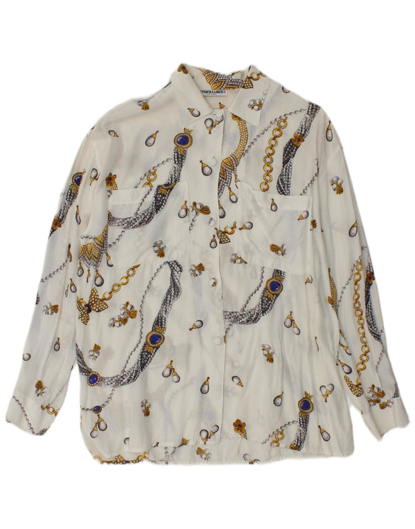 Enara Camicece Womens Graphic Shirt Blouse UK 16 Large White Viscose