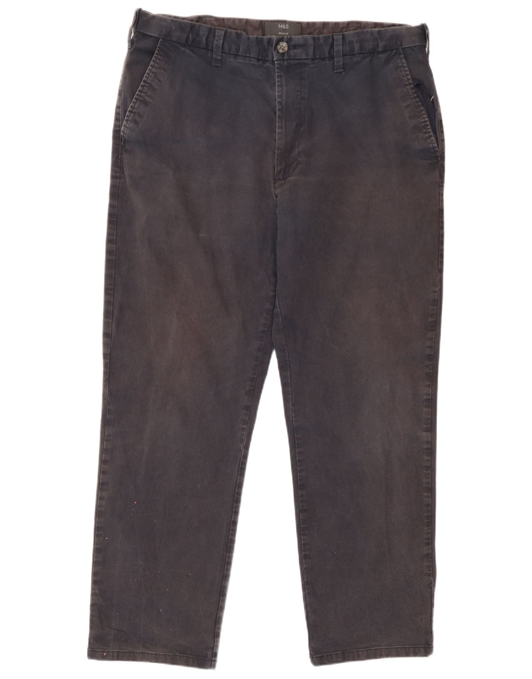Marks & Spencer Mens Regular Chino Trousers W38 L29 Navy Blue Cotton