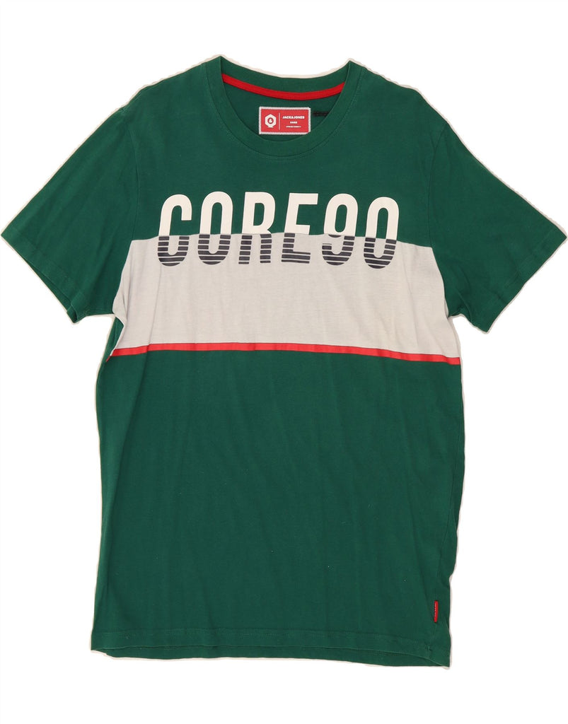 JACK & JONES Mens Graphic T-Shirt Top Large Green Colourblock Cotton Vintage Jack & Jones and Second-Hand Jack & Jones from Messina Hembry 