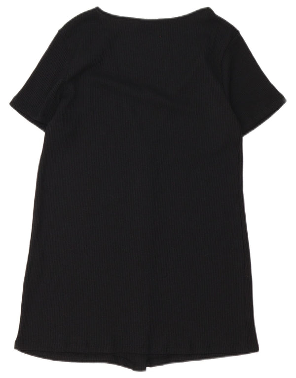 Zara Womens Short Sleeve Shirt Blouse UK 10 Small Black Viscose