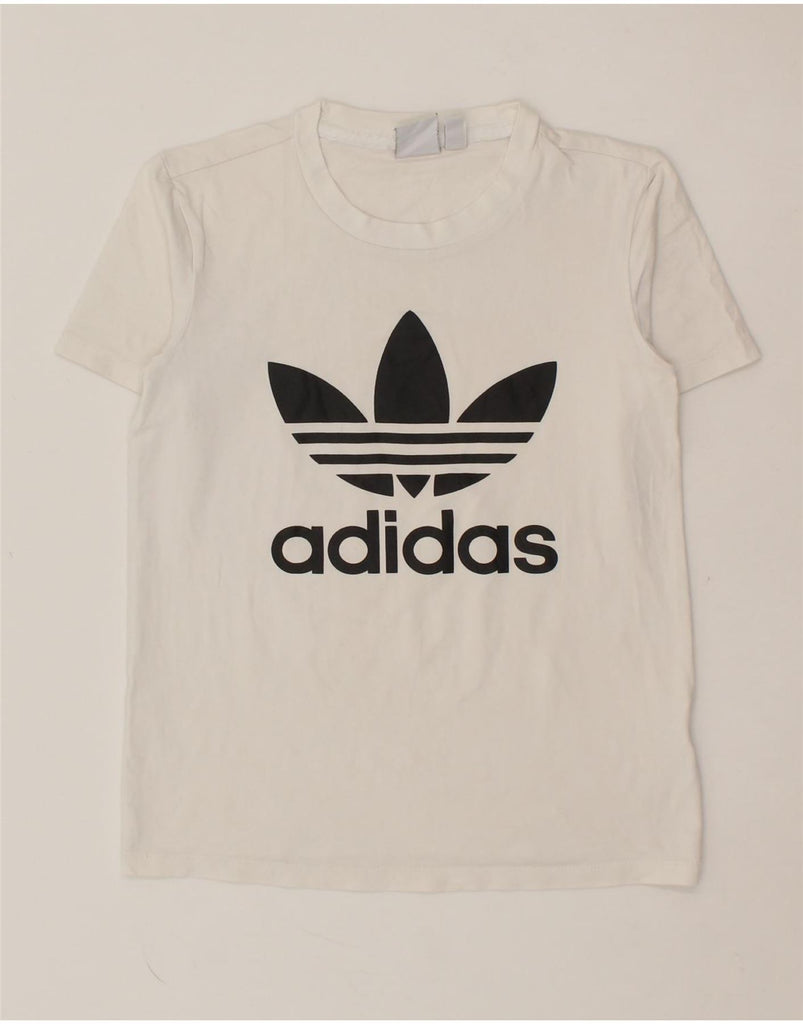 ADIDAS Womens Graphic T-Shirt Top UK 6 XS White Vintage Adidas and Second-Hand Adidas from Messina Hembry 