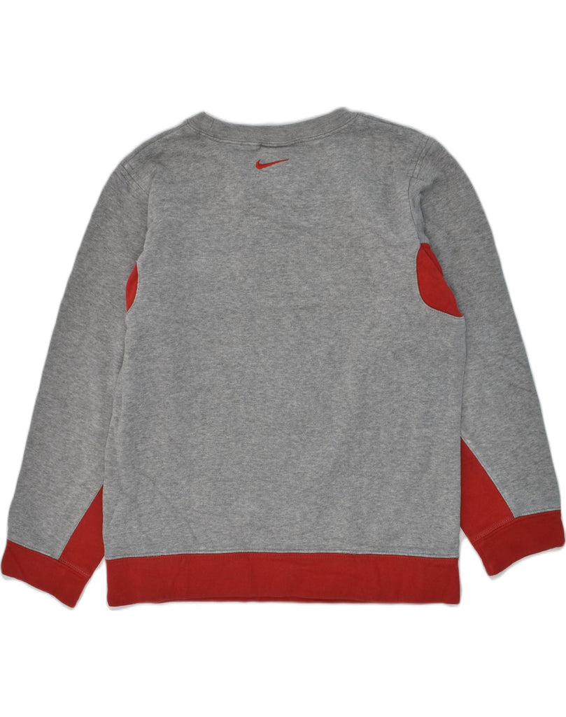 NIKE Boys Graphic Sweatshirt Jumper 10-11 Years XL Grey Colourblock Cotton | Vintage Nike | Thrift | Second-Hand Nike | Used Clothing | Messina Hembry 