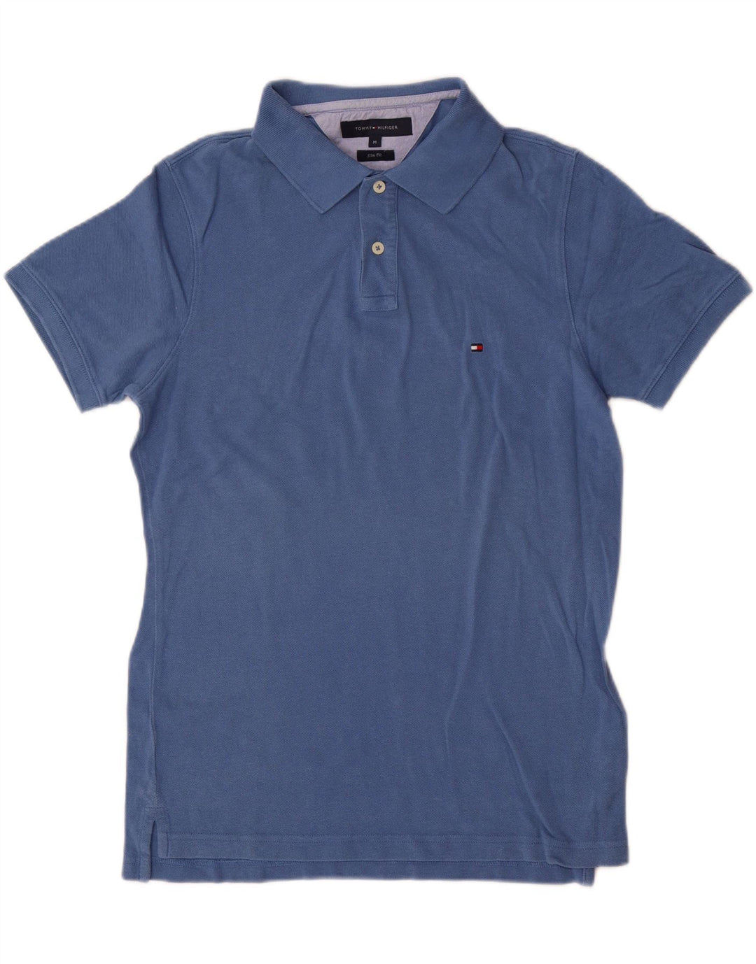 Tommy Hilfiger Mens Slim Fit Polo Shirt Medium Blue Cotton
