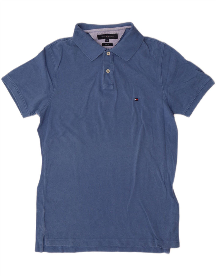 Tommy Hilfiger Mens Slim Fit Polo Shirt Medium Blue Cotton