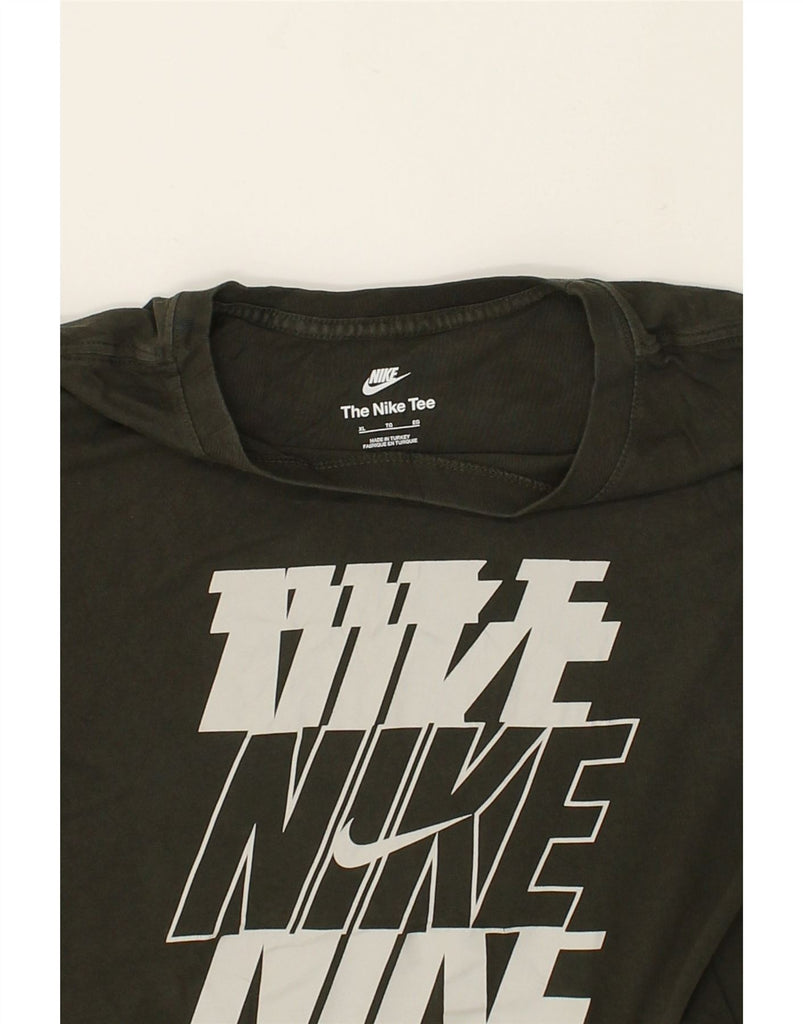 NIKE Womens Tall Graphic T-Shirt Top UK 18 XL Khaki Cotton | Vintage Nike | Thrift | Second-Hand Nike | Used Clothing | Messina Hembry 