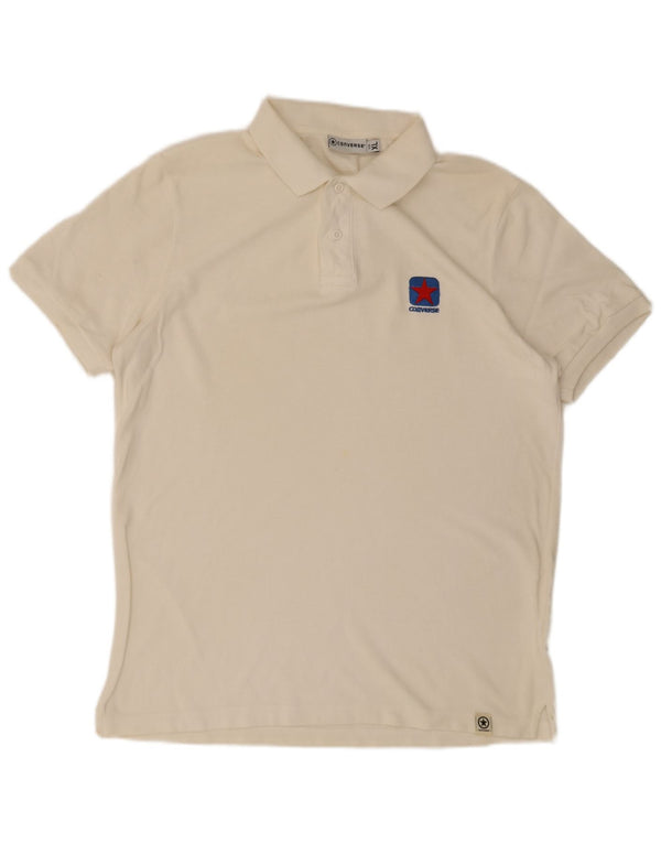 Converse Mens Polo Shirt XL White Cotton