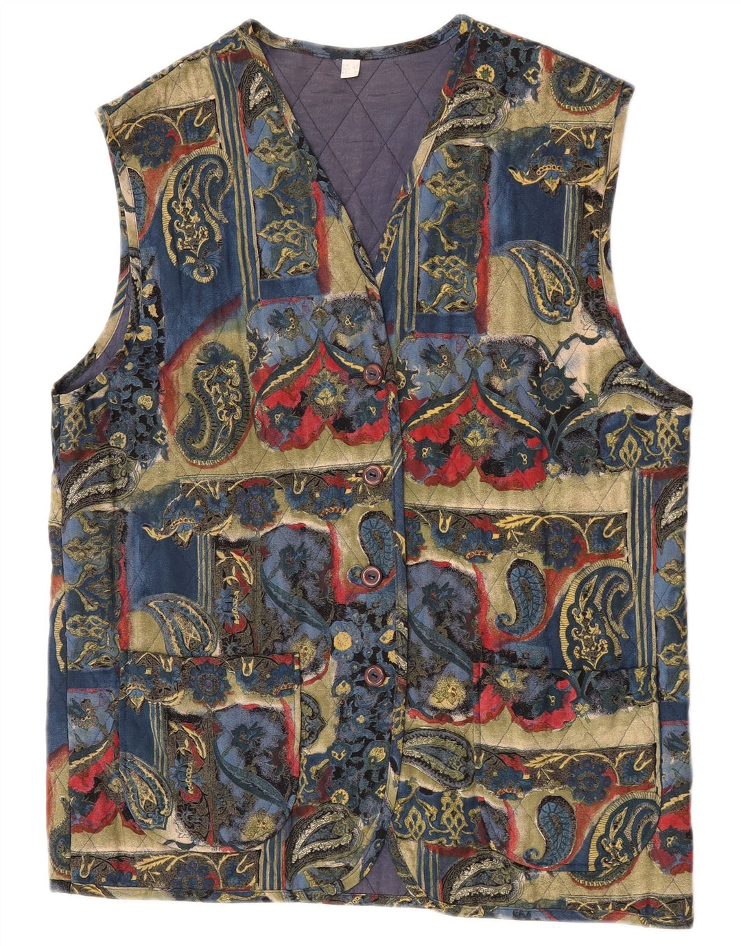 Vintage Womens Quilted Gilet EU 42 Large Multicoloured Paisley