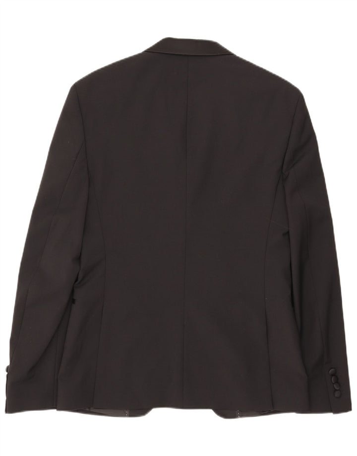 Zara Mens 1 Button Blazer Jacket EU 48 Medium Black Polyester