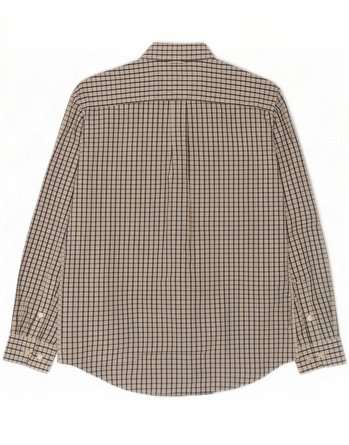 Tommy Hilfiger Mens Shirt Medium Beige Gingham Cotton