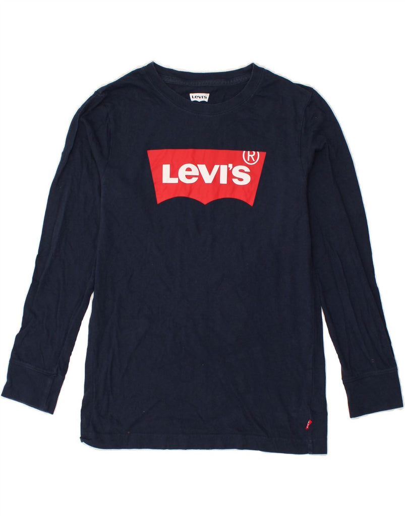 LEVI'S Boys Graphic Top Long Sleeve 13-14 Years Navy Blue Cotton | Vintage Levi's | Thrift | Second-Hand Levi's | Used Clothing | Messina Hembry 