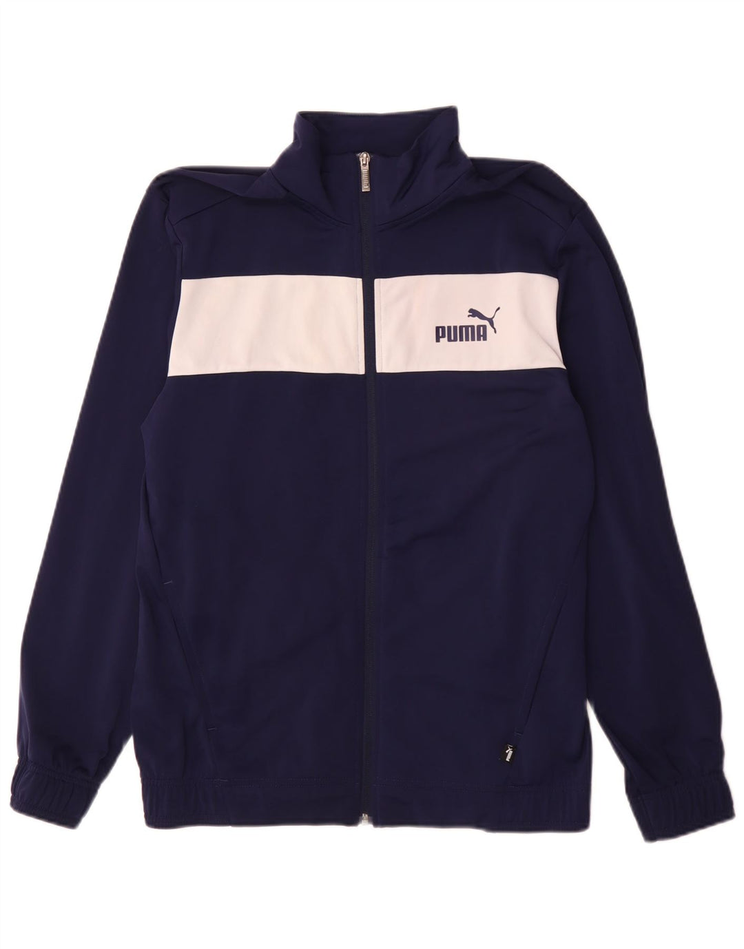 Puma Mens Tracksuit Top Jacket Medium Navy Blue Colourblock Polyester