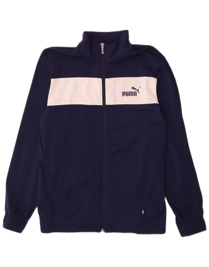 Puma Mens Tracksuit Top Jacket Medium Navy Blue Colourblock Polyester