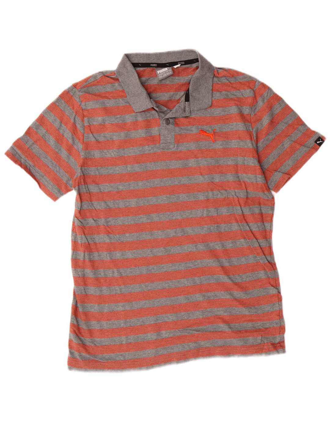 PUMA Mens Polo Shirt Medium Red Striped Cotton