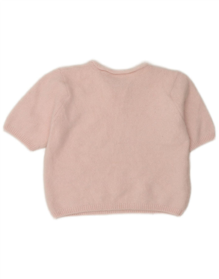 Marks & Spencer Womens Short Sleeve Crew Neck Jumper Sweater UK 10 Small Pi