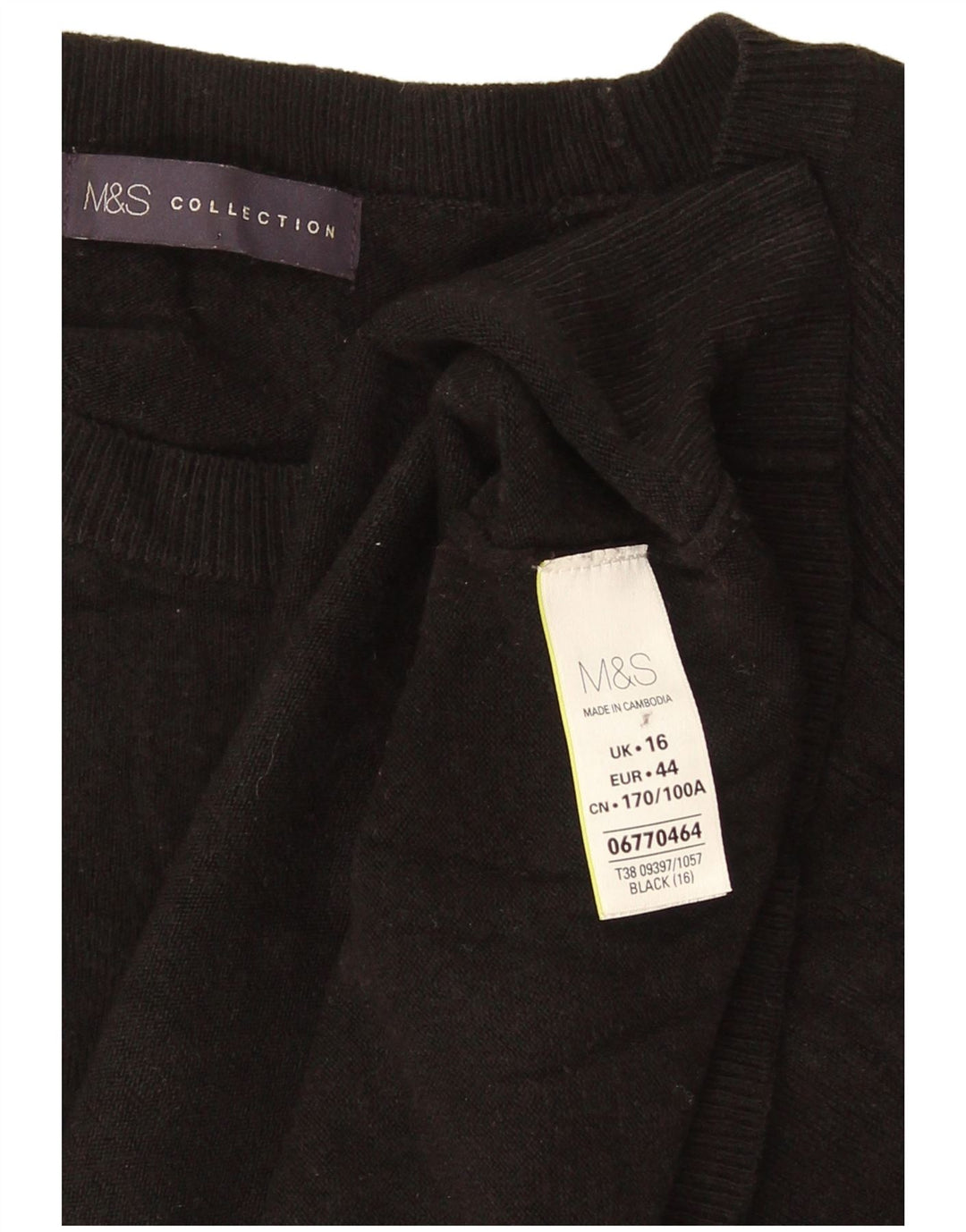 Marks & Spencer Womens Crew Neck Jumper Sweater UK 16 Large Black Acrylic
