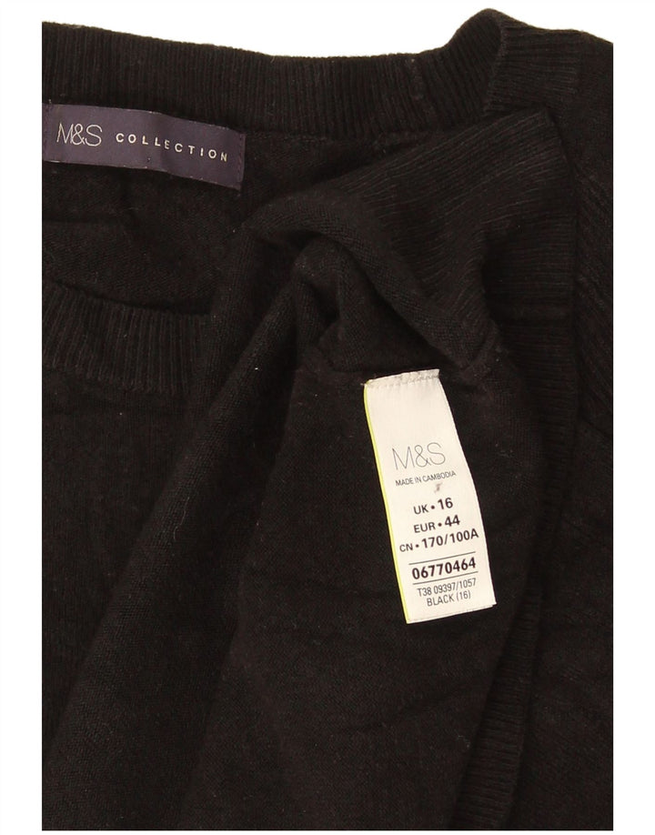 Marks & Spencer Womens Crew Neck Jumper Sweater UK 16 Large Black Acrylic