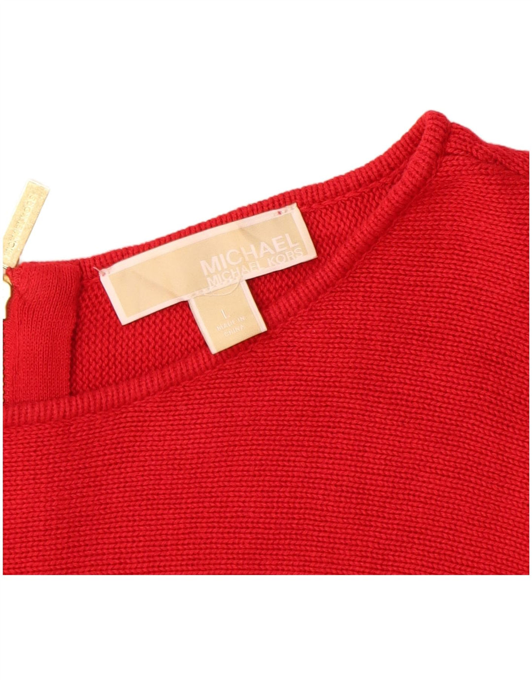 MICHAEL KORS Womens Boat Neck Jumper Sweater UK 16 Large Red Cotton
