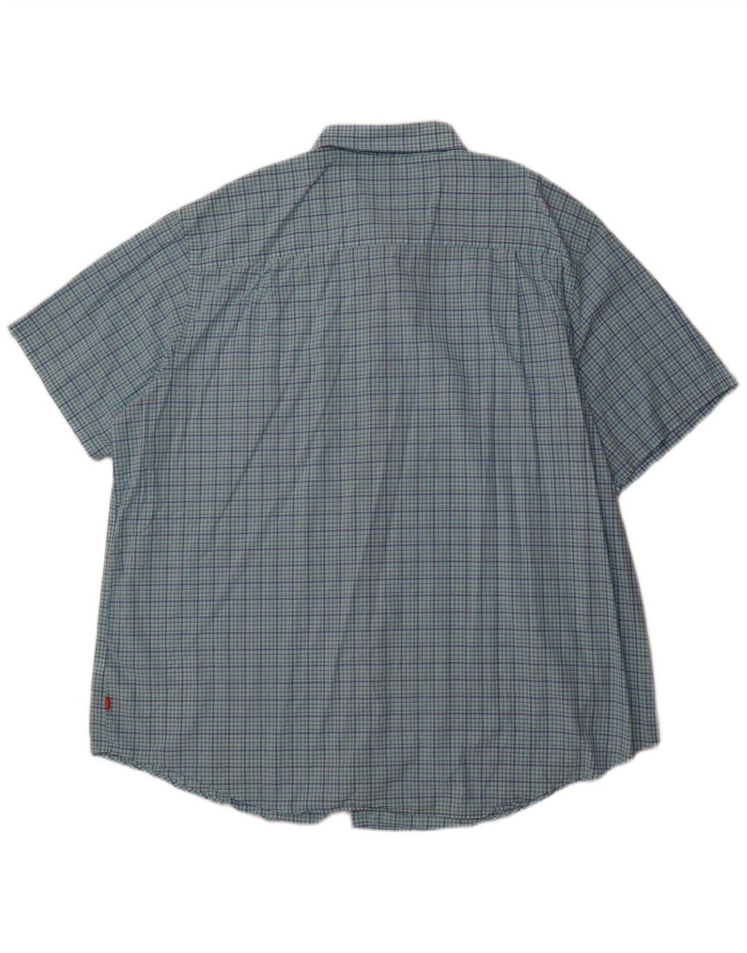 Izod Mens Tall Short Sleeve Shirt 3XL Blue Check Cotton