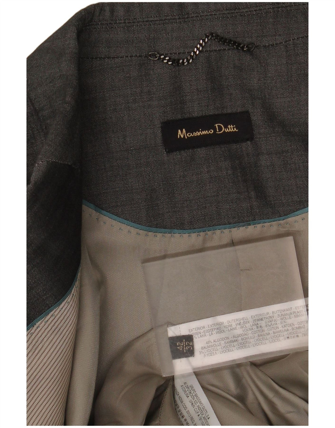 Massimo Dutti Womens 2 Button Blazer Jacket EU 42 Large Grey Cotton