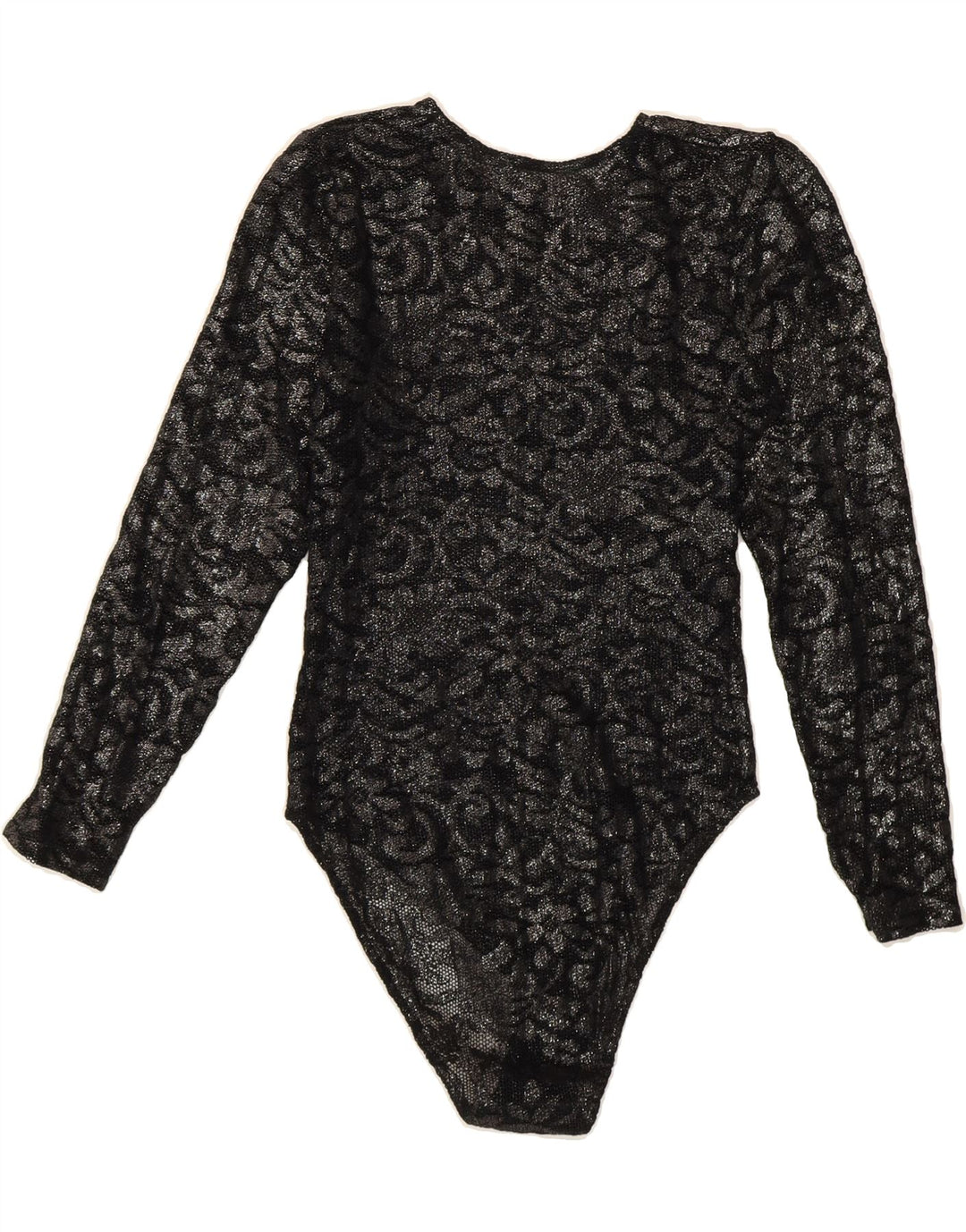 VINTAGE Womens Bodysuit UK 10 Small Black Paisley Vintage Vintage and Second-Hand Vintage from Messina Hembry 
