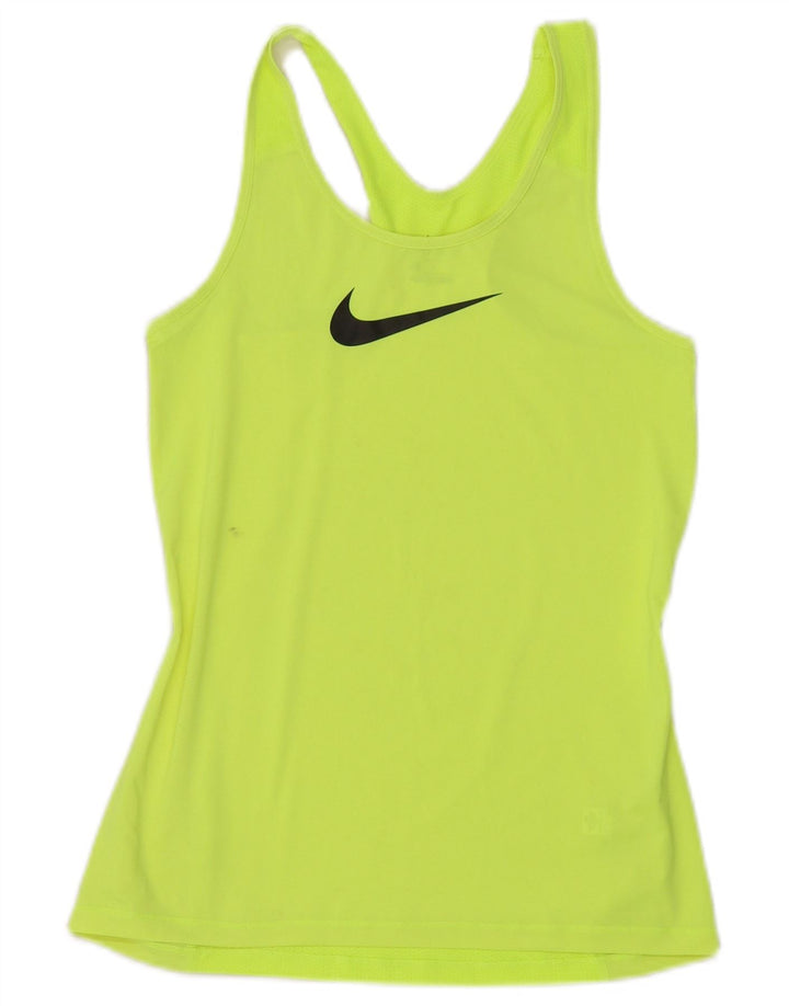 Nike Womens Dri Fit Graphic Vest Top UK 12 Medium Yellow