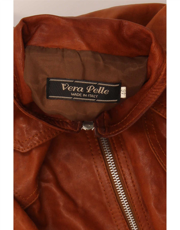 Vintage Womens Leather Jacket IT 46 Large Brown Leather