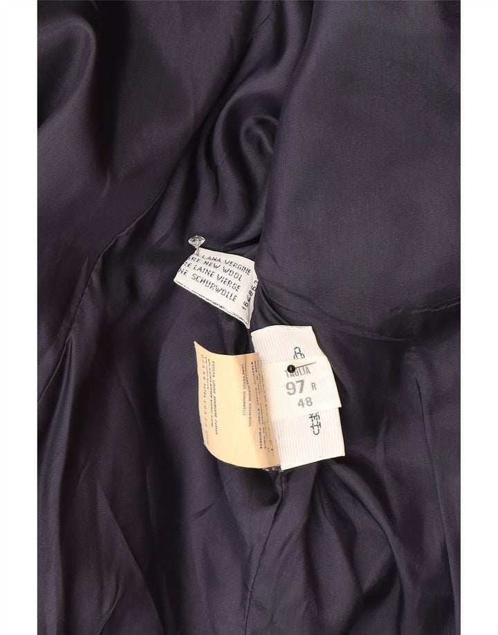 Vintage Womens Double Breasted Blazer Jacket IT 48 XL Navy Blue Pinstripe