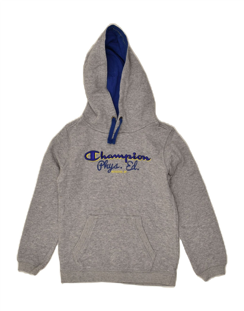 CHAMPION Boys Graphic Hoodie Jumper 5-6 Years XS Grey Cotton | Vintage Champion | Thrift | Second-Hand Champion | Used Clothing | Messina Hembry 