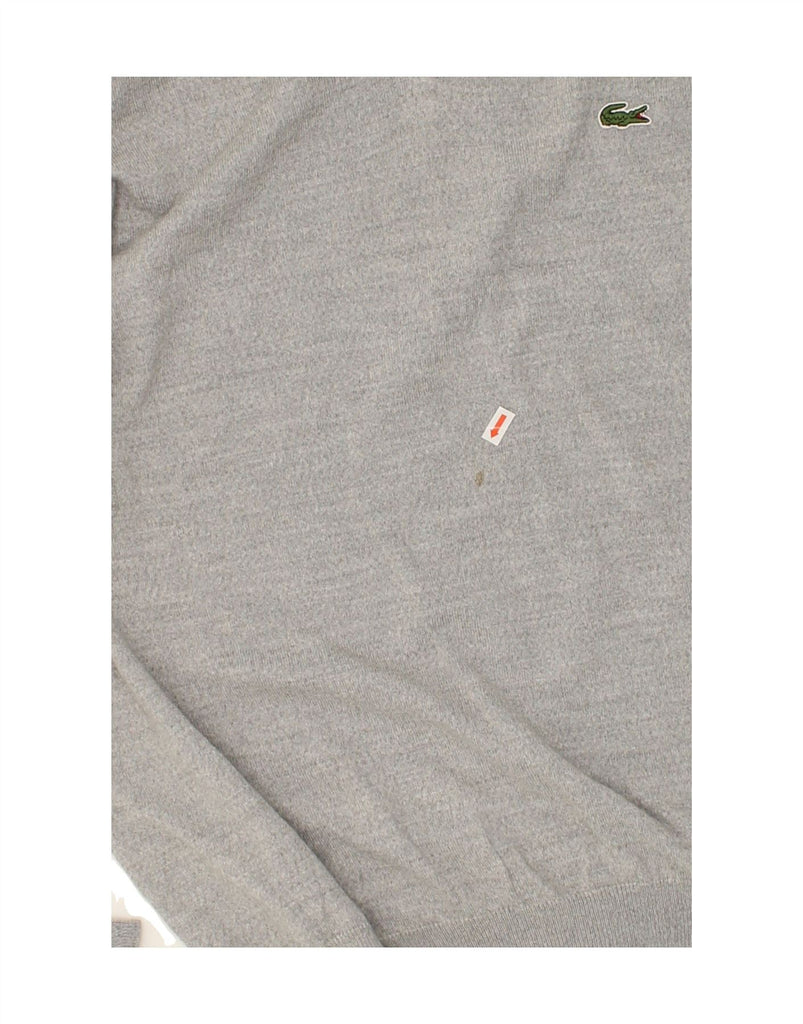 LACOSTE Mens Graphic Classic Fit V-Neck Jumper Sweater Size 7 2XL Grey | Vintage Lacoste | Thrift | Second-Hand Lacoste | Used Clothing | Messina Hembry 