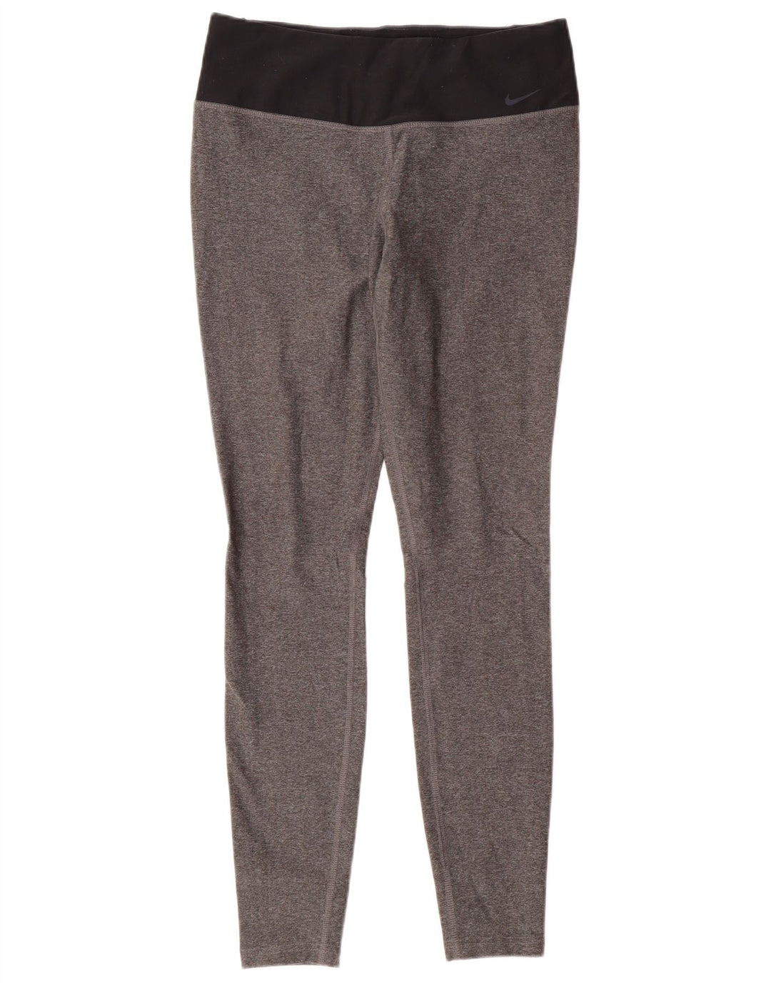 NIKE Womens Dri Fit Leggings UK 12 Medium  Grey Colourblock Polyester