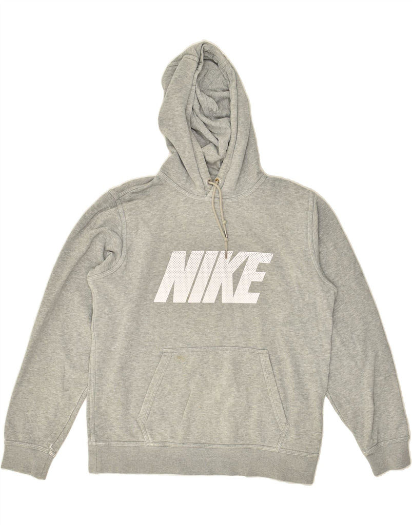 NIKE Mens Graphic Hoodie Jumper Medium Grey Cotton | Vintage Nike | Thrift | Second-Hand Nike | Used Clothing | Messina Hembry 