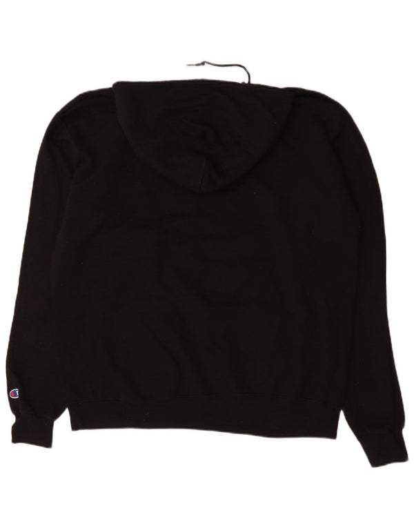 Champion Mens Graphic Hoodie Jumper Large Black Cotton