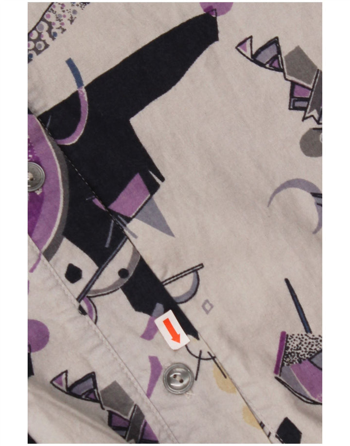 VINTAGE Womens High Waist A-Line Skirt W32 Large Grey Geometric