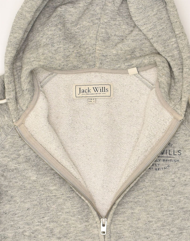 JACK WILLS Womens Zip Hoodie Sweater UK 8 Small Grey Flecked Cotton | Vintage Jack Wills | Thrift | Second-Hand Jack Wills | Used Clothing | Messina Hembry 