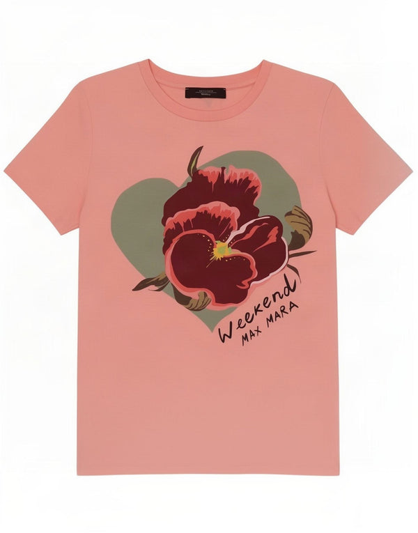Max Mara Womens Graphic T-Shirt Top UK 12 Medium Pink Floral