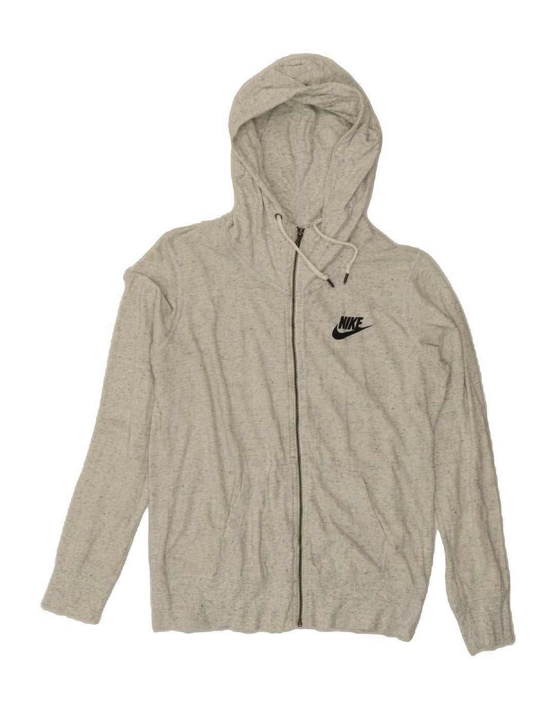 NIKE Womens Zip Hoodie Sweater UK 16 Large Grey Flecked Polyester Vintage Nike and Second-Hand Nike from Messina Hembry 