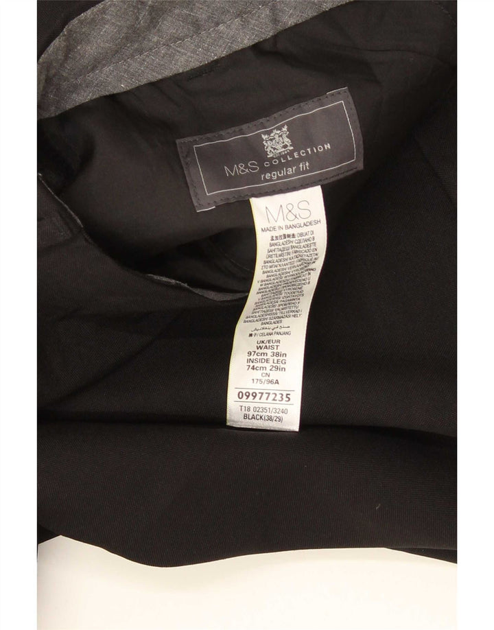 Marks & Spencer Womens Regular Fit Suit Trousers W38 L29 Black Polyester