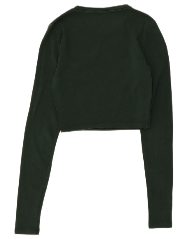 Zara Womens Long Sleeve Crop Top UK 12 Medium Green