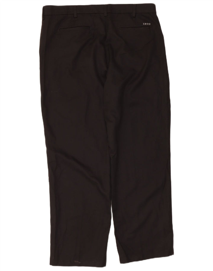 Izod Mens Golf Classic Fit Straight Suit Trousers W38 L32 Black Polyester