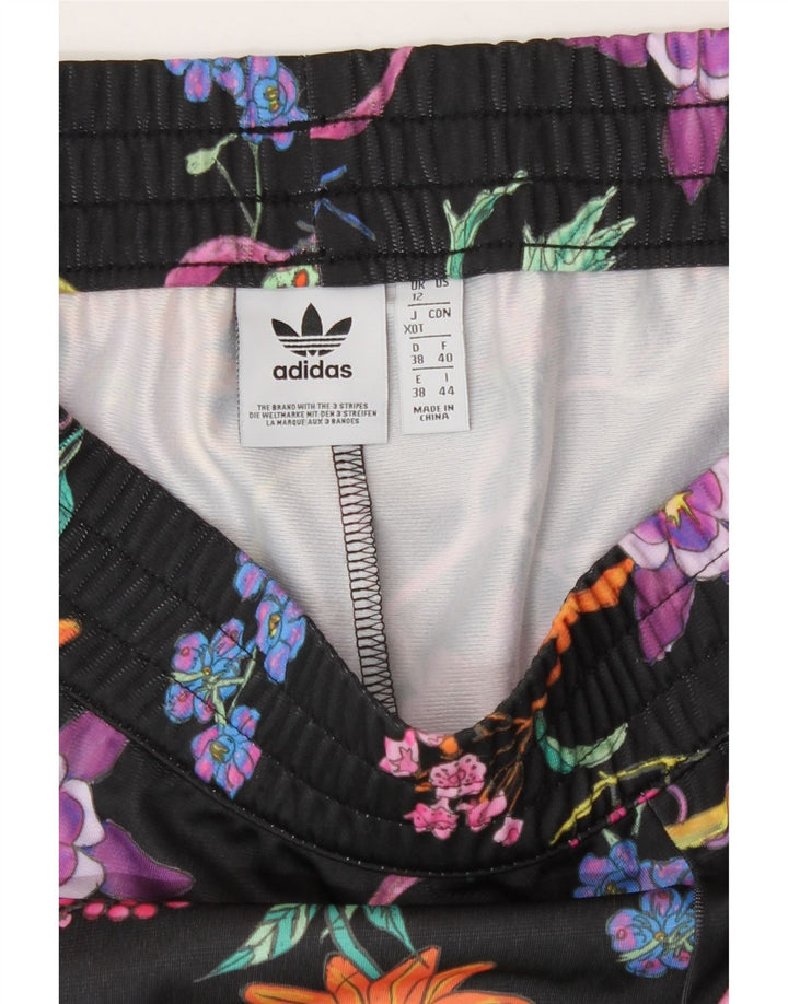 Adidas Womens Sport Shorts UK 12 Medium Black Floral Polyester